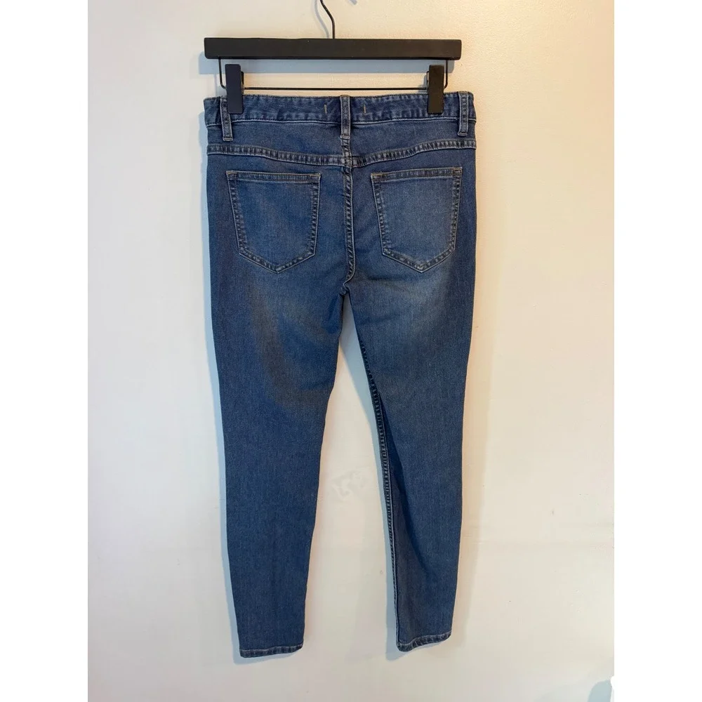 Free‎ People Womens Distressed Skinny Jeans Blue Size 28 Knee Slit Denim 61855